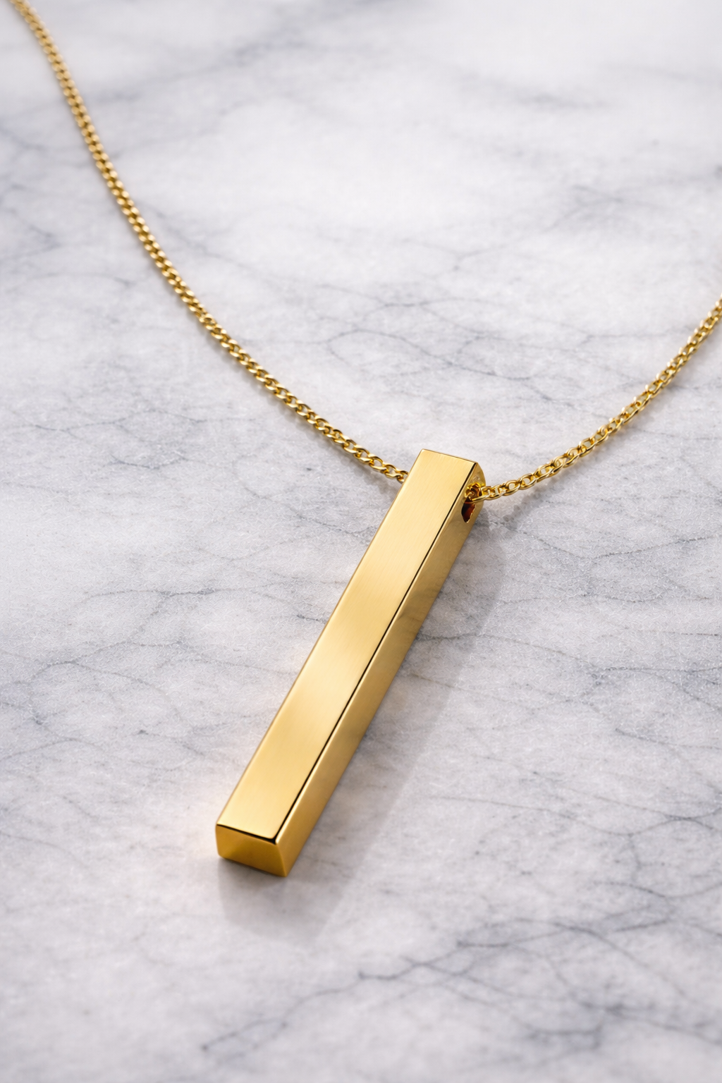 Vertical Bar Pendant Necklace · Gold Finish
