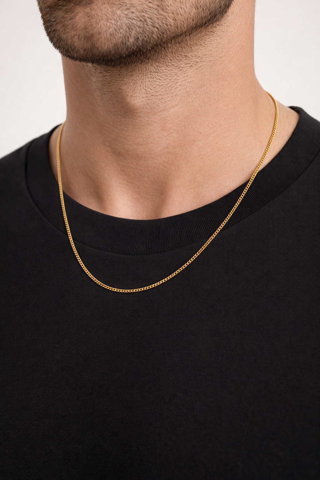Flat Curb Chain Necklace · Gold Finish
