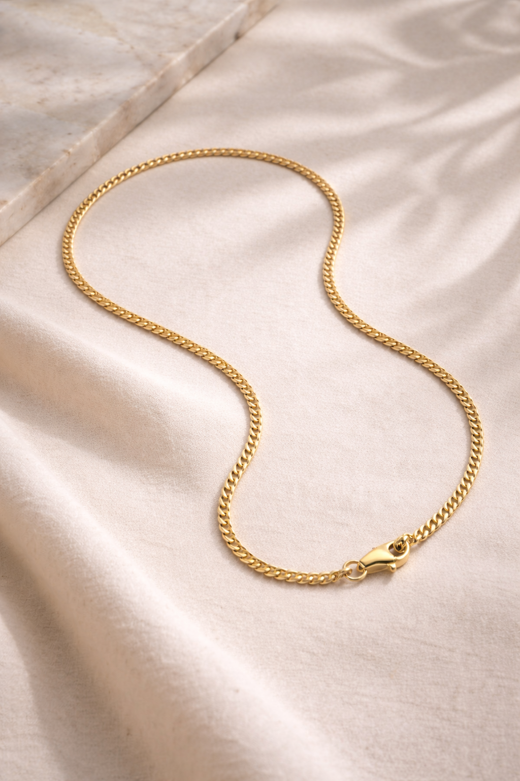 Flat Curb Chain Necklace · Gold Finish