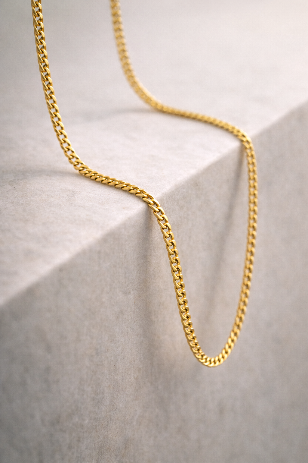 Flat Curb Chain Necklace · Gold Finish