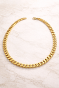 Flat Curb Chain Necklace · Gold Finish