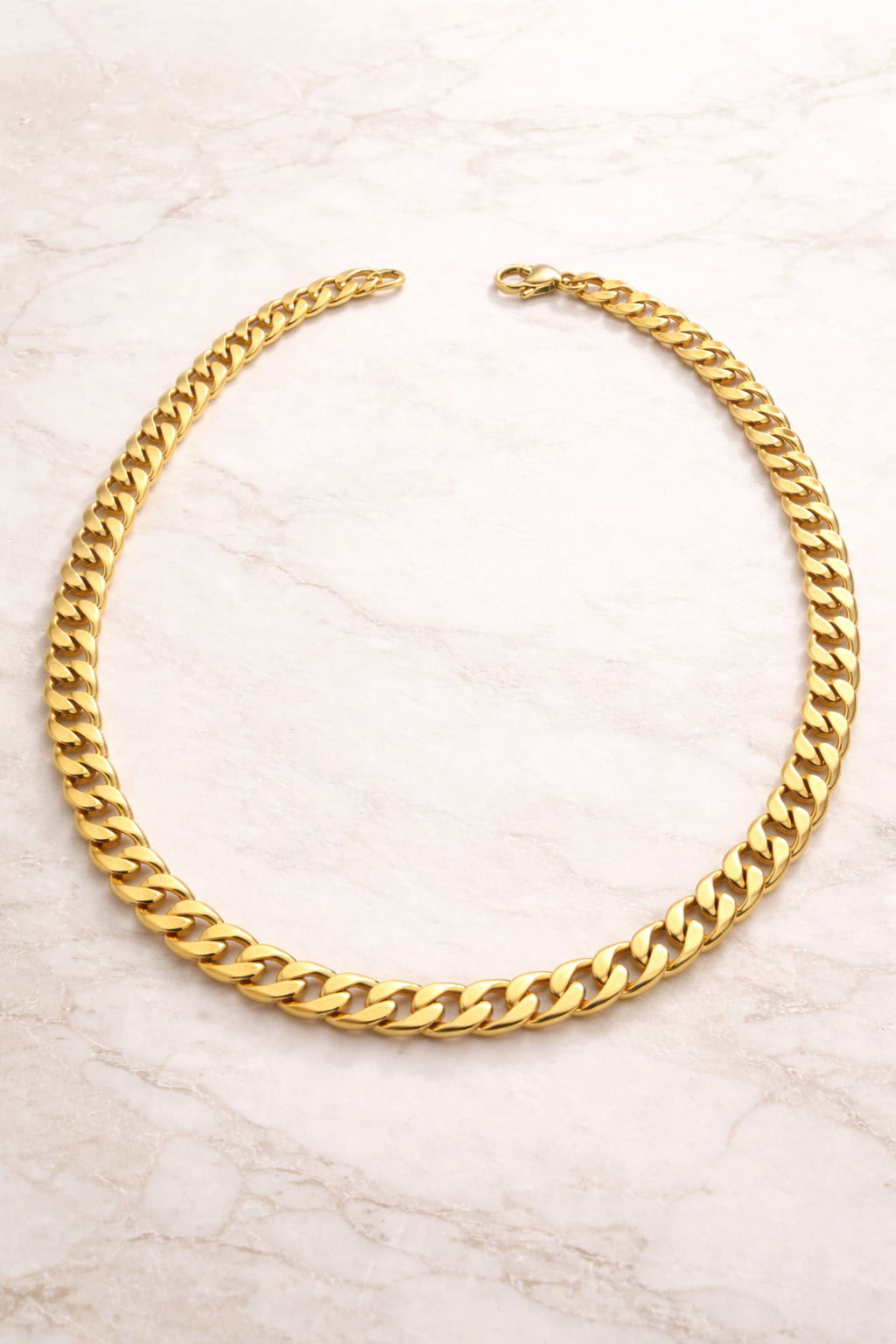 Flat Curb Chain Necklace · Gold Finish