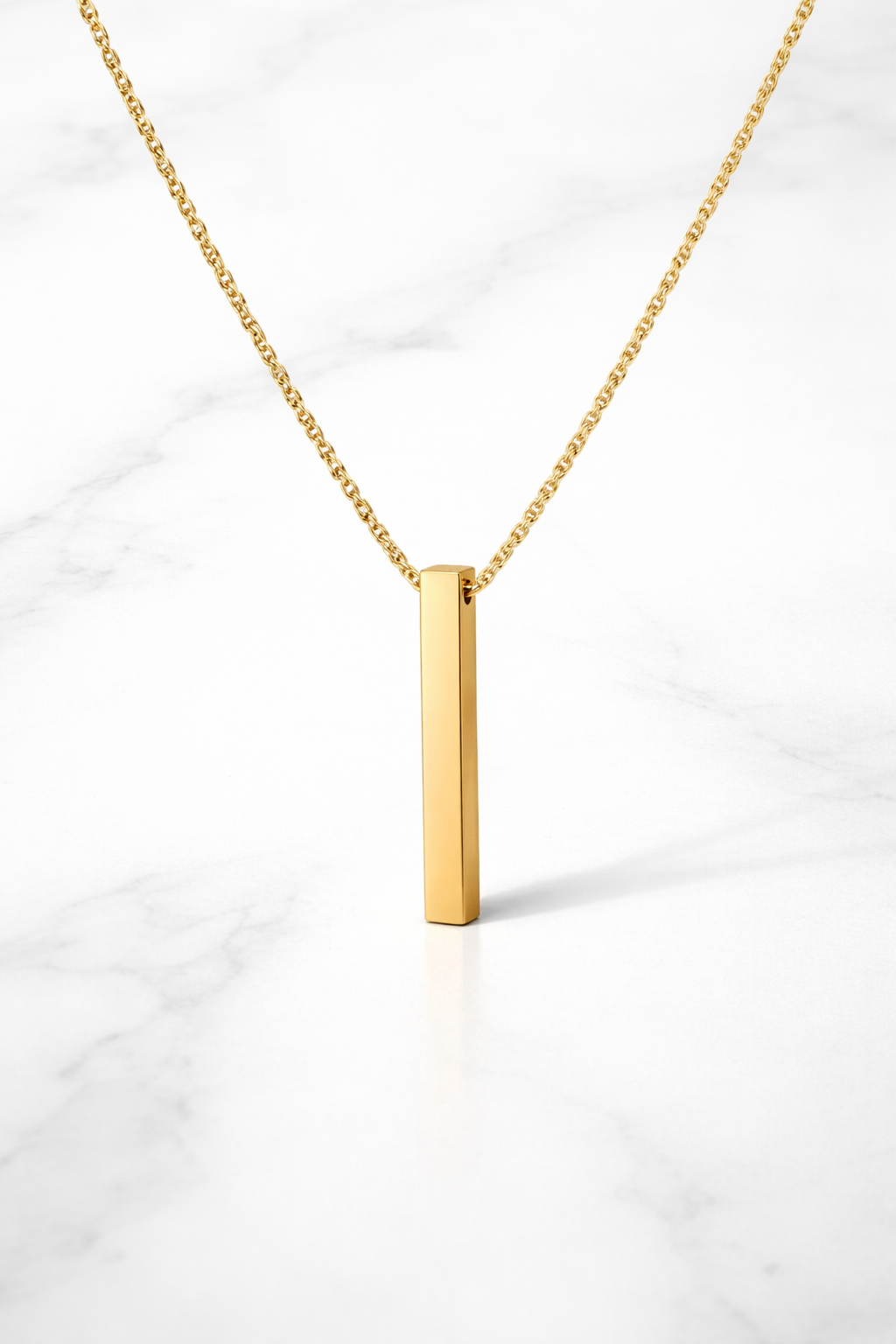 Vertical Bar Pendant Necklace · Gold Finish