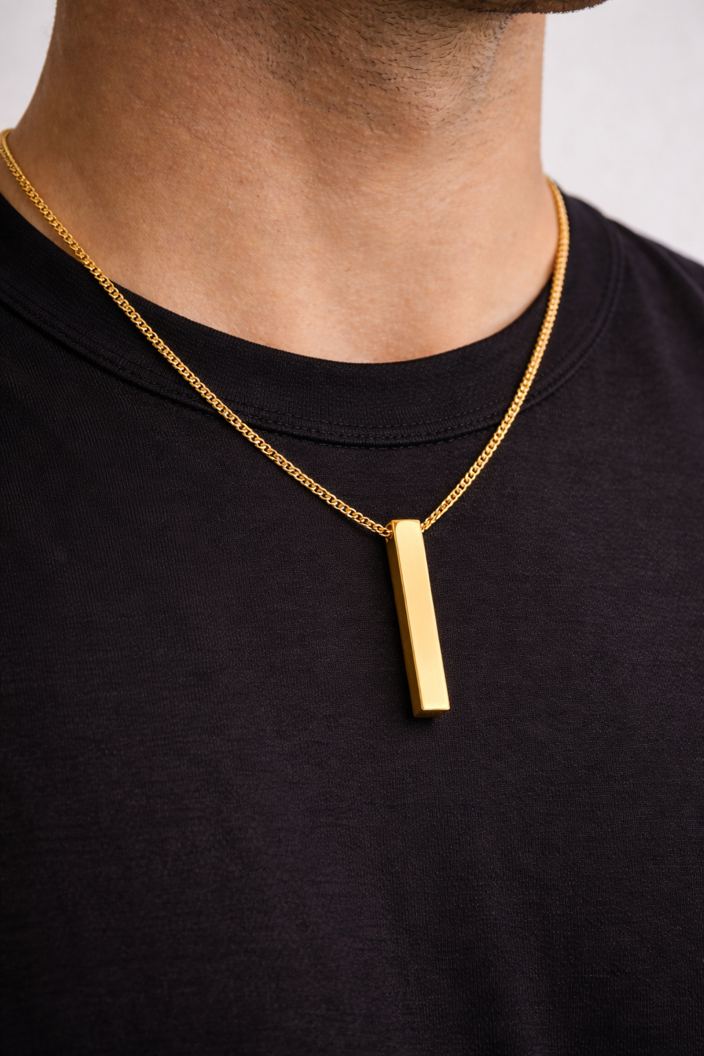 Vertical Bar Pendant Necklace · Gold Finish
