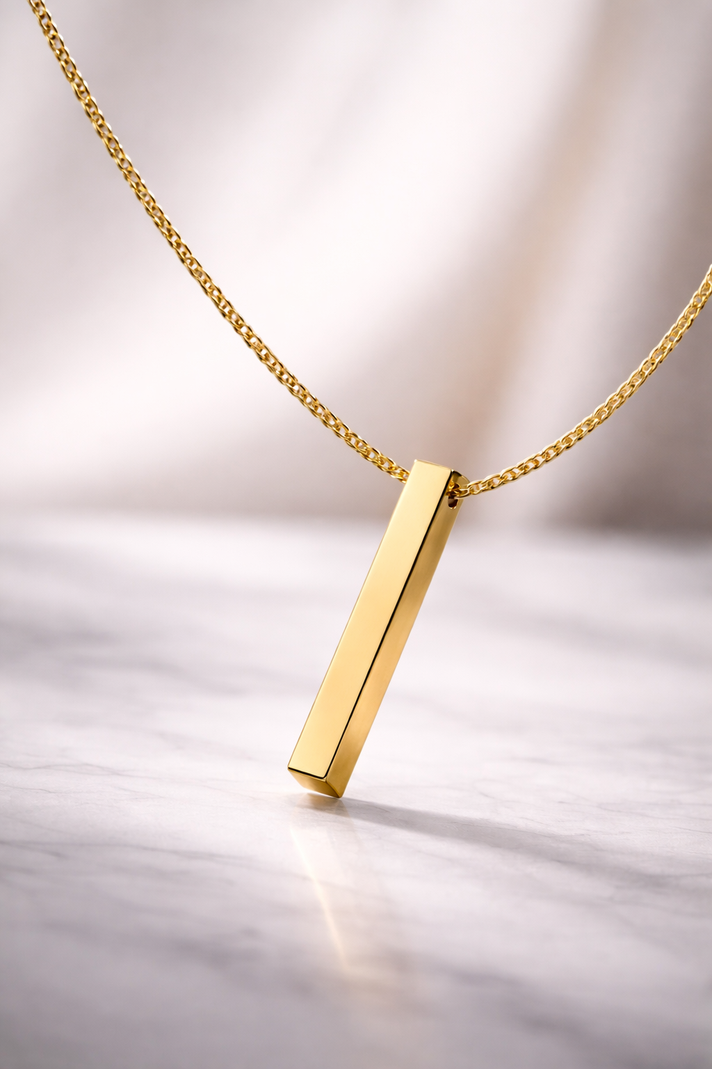 Vertical Bar Pendant Necklace · Gold Finish