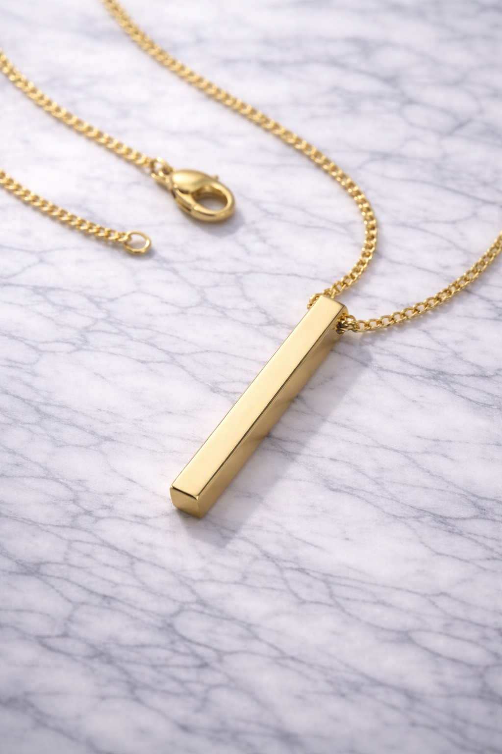 Vertical Bar Pendant Necklace · Gold Finish