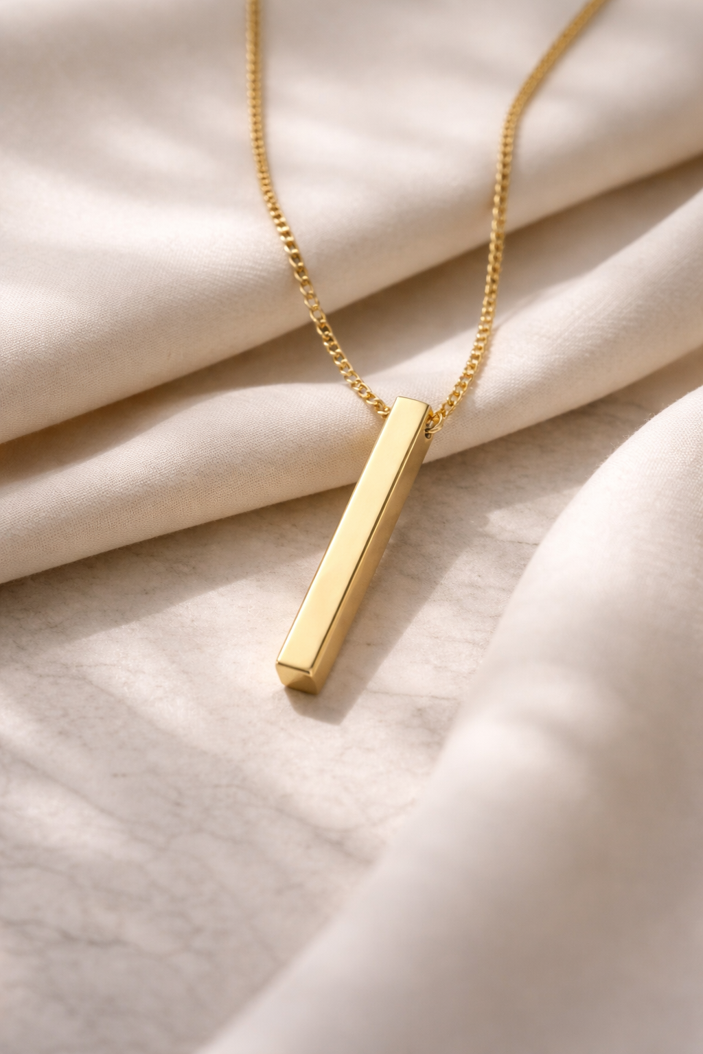 Vertical Bar Pendant Necklace · Gold Finish