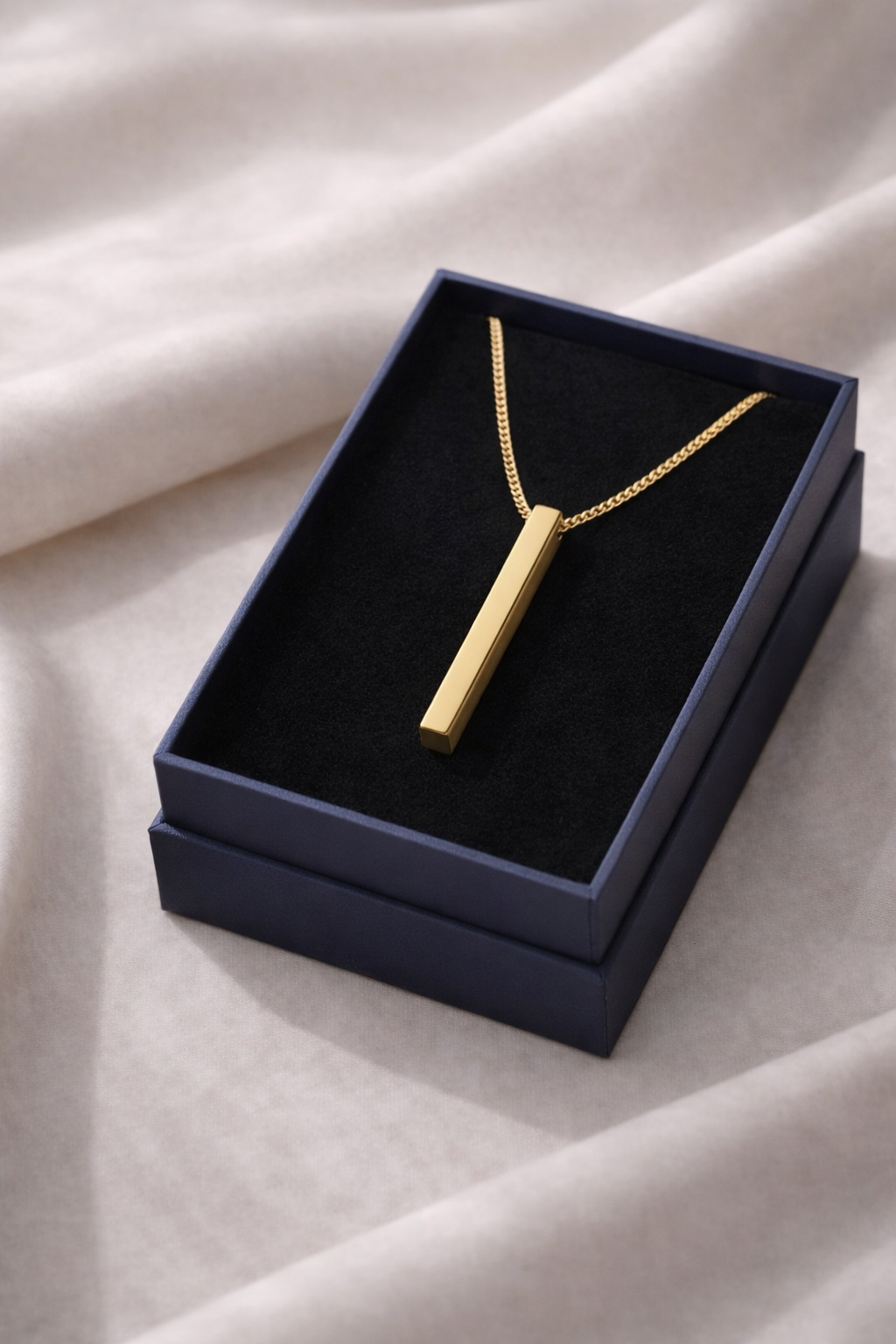 Vertical Bar Pendant Necklace · Gold Finish