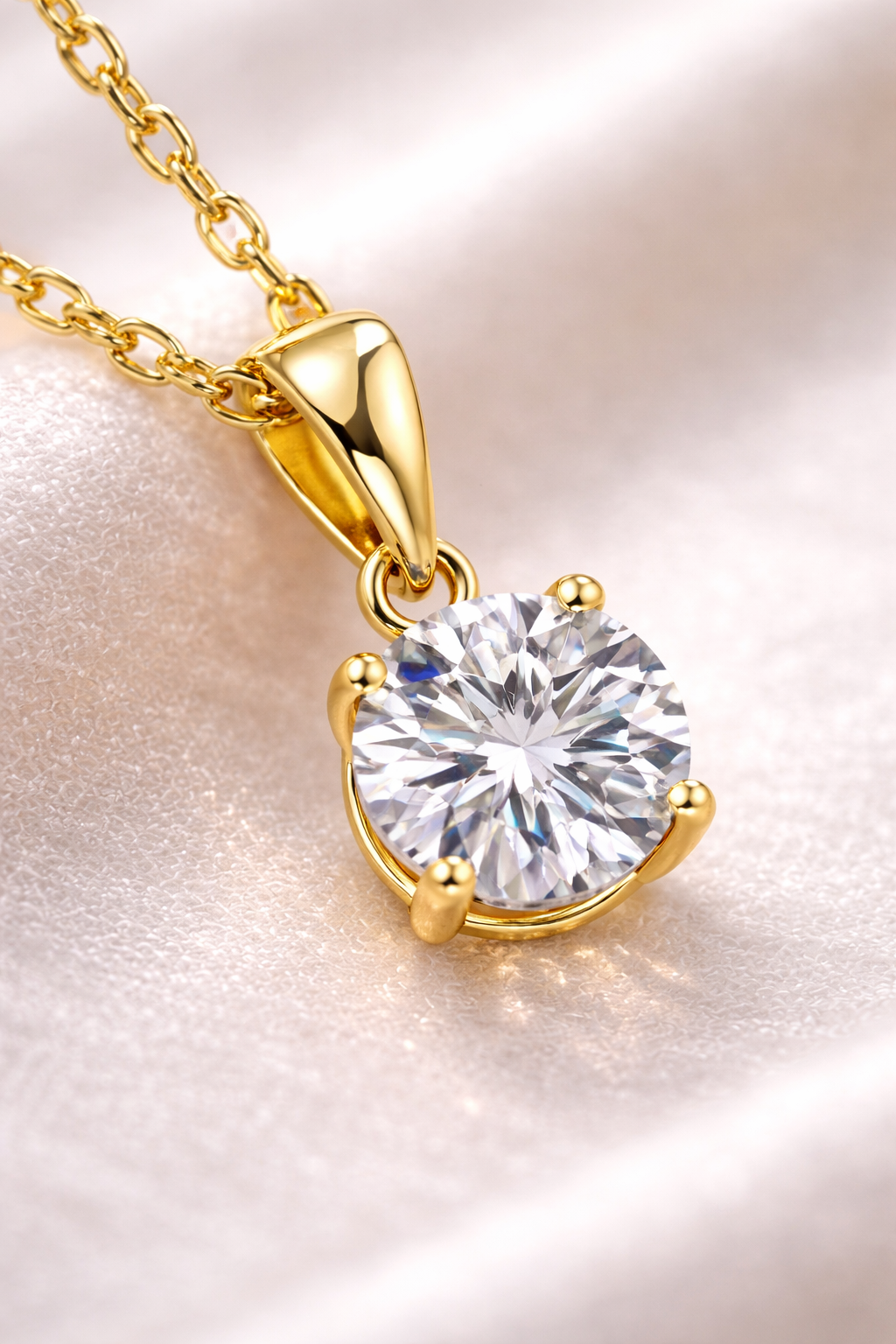 Solitaire Necklace · Gold Finish