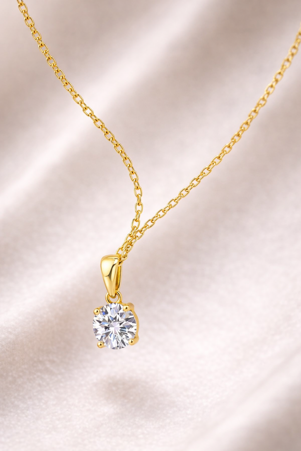 Solitaire Necklace · Gold Finish