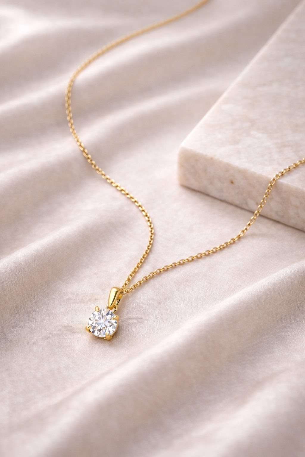 Solitaire Necklace · Gold Finish