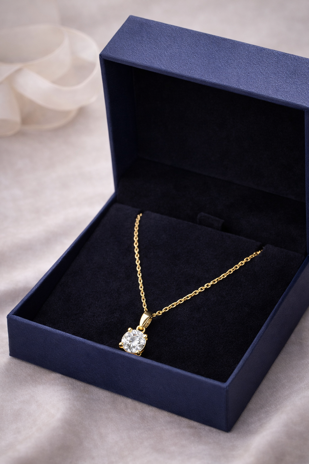 Solitaire Necklace · Gold Finish